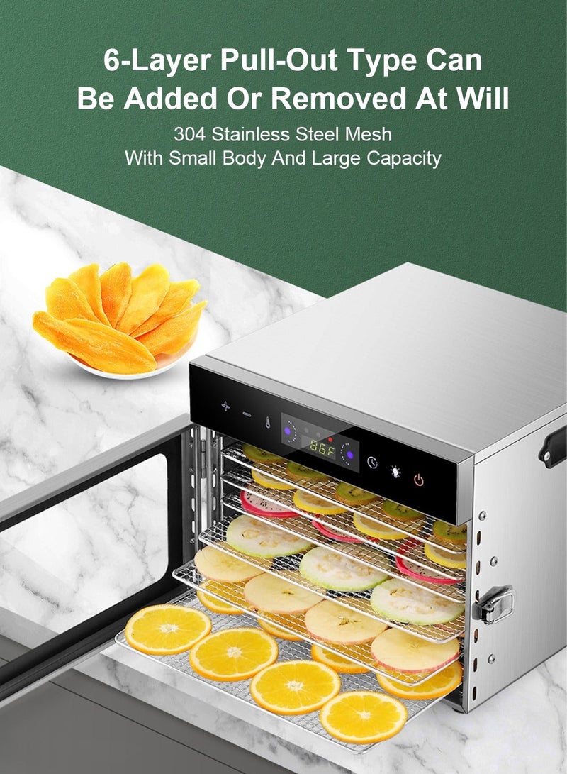 ET-LIFE Food Dehydrator Machine, 6 Layer Stainless Steel Trays Jerky Dryer with Digital Adjustable Timer & Temperature Control, 194°F Dehydrated Dryer for Fruit, Herbs, Meat, Vegetables, Dog Treats, Yogurt - Image 2