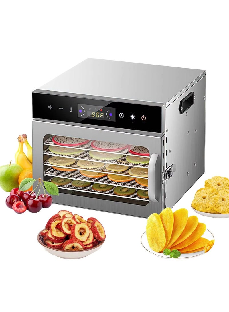 ET-LIFE Food Dehydrator Machine, 6 Layer Stainless Steel Trays Jerky Dryer with Digital Adjustable Timer & Temperature Control, 194°F Dehydrated Dryer for Fruit, Herbs, Meat, Vegetables, Dog Treats, Yogurt - Image 1