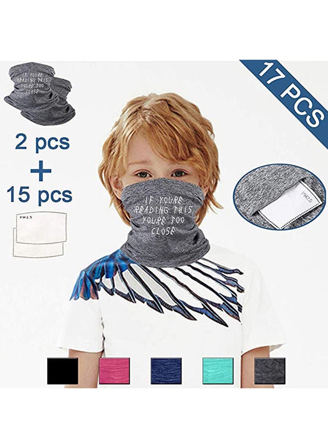 NIBEMINENT 2Pcs Kids Outdoor Dustproof Face Covers Neck Gaiter Scarf Headbands with Filter 36x28x1cm  - Image 5