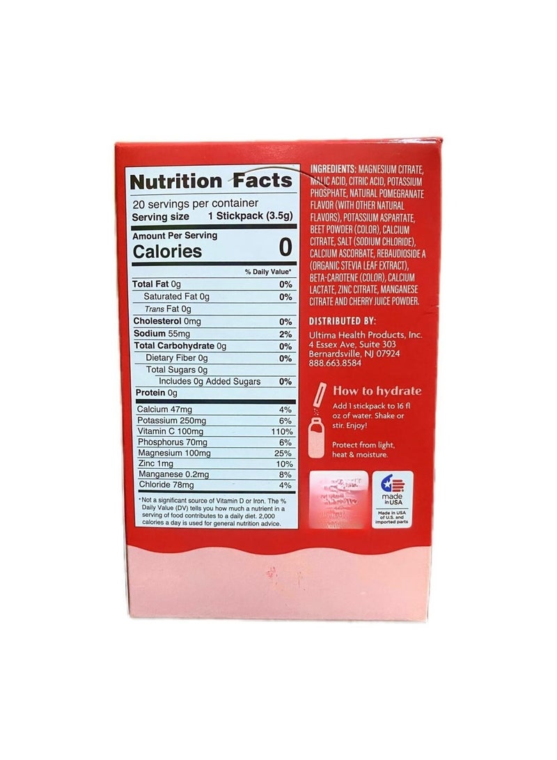 Ultima Replenisher Ultima Replenisher 6 Essential Electrolytes Mix Cherry Pomegranate 20 Stickpacks - Image 3