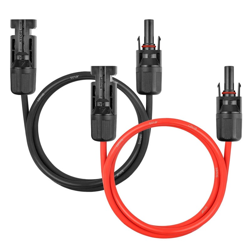 YDDECW Solar Panel Extension Cable - 10AWG 3FT Solar Wire Cord 10 Gauge PV Wire with Female & Male Waterproof Connector for RV, Photovoltaic Systems, Home, Boat, Solar Panels, Car(3ft Red + 3ft Black) - Image 1