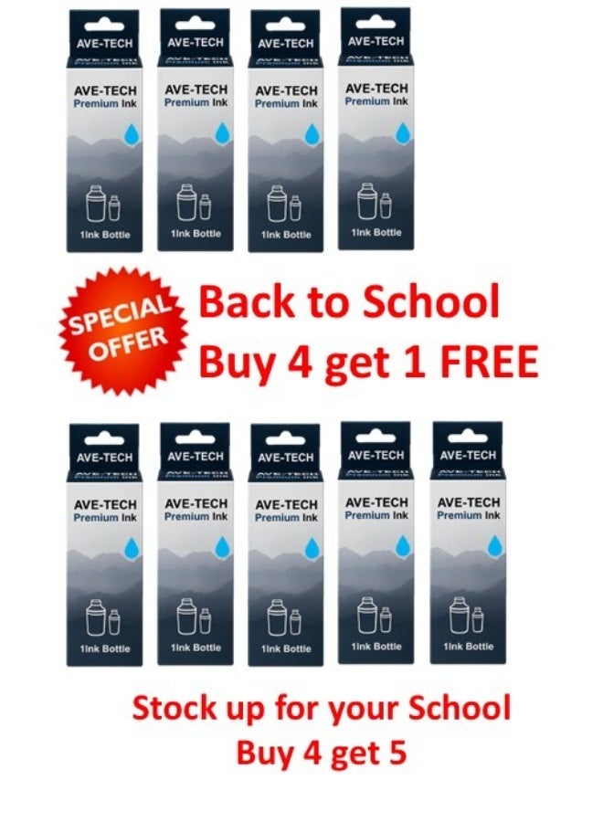 FREE UNIT - Buy 4 and get 5 PREMIUM INK 103 CYAN / Pages 5500 / For Used In Epson / L1110/L3110/L3111/L3250/L3251/L3256/L3150/L3151/L3156/L5290/L5190/L5590