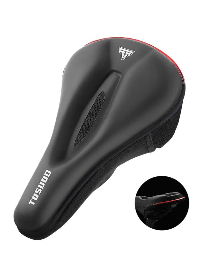 TOSUOD Bicycle Seat Cover, Ultra-Soft Breathable, For Mountain And Road Bikes, Thickened Silicone Waterproof, Black With Tail Light - Image 1