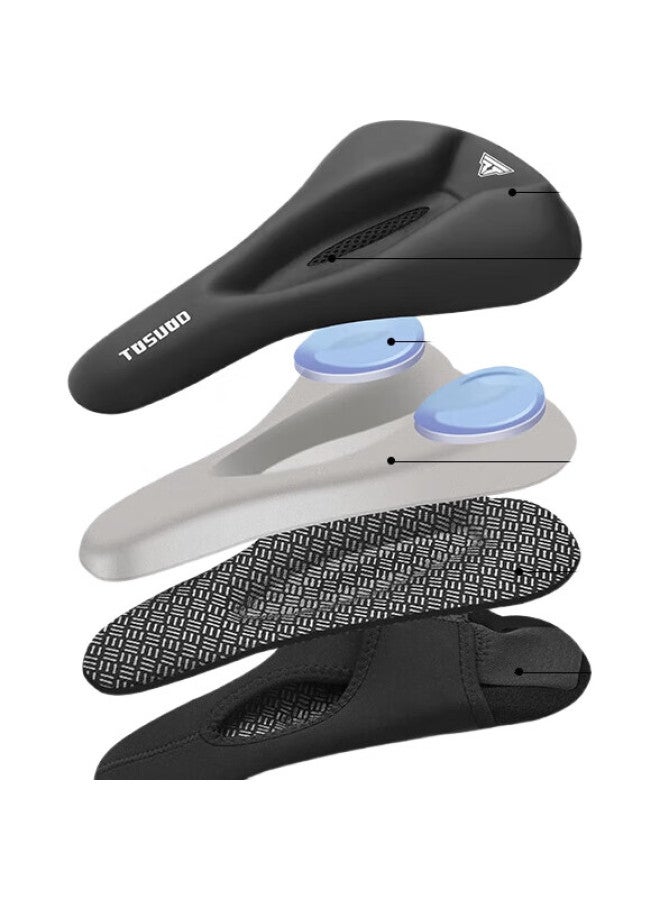 TOSUOD Bicycle Seat Cover, Ultra-Soft Breathable, For Mountain And Road Bikes, Thickened Silicone Waterproof, Black With Tail Light - Image 3