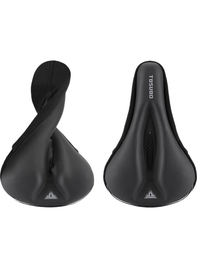 TOSUOD Bicycle Seat Cover, Ultra-Soft Breathable, For Mountain And Road Bikes, Thickened Silicone Waterproof, Black With Tail Light - Image 2