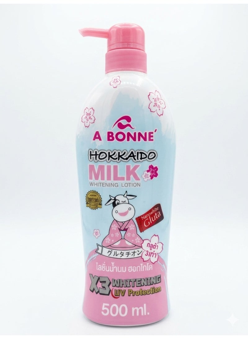 A BONNE Hokkaido Milk Whitening Body Lotion with Glutathione & UV Protectionfor Bright Smooth Hydrated Skin, 500ml - Image 1