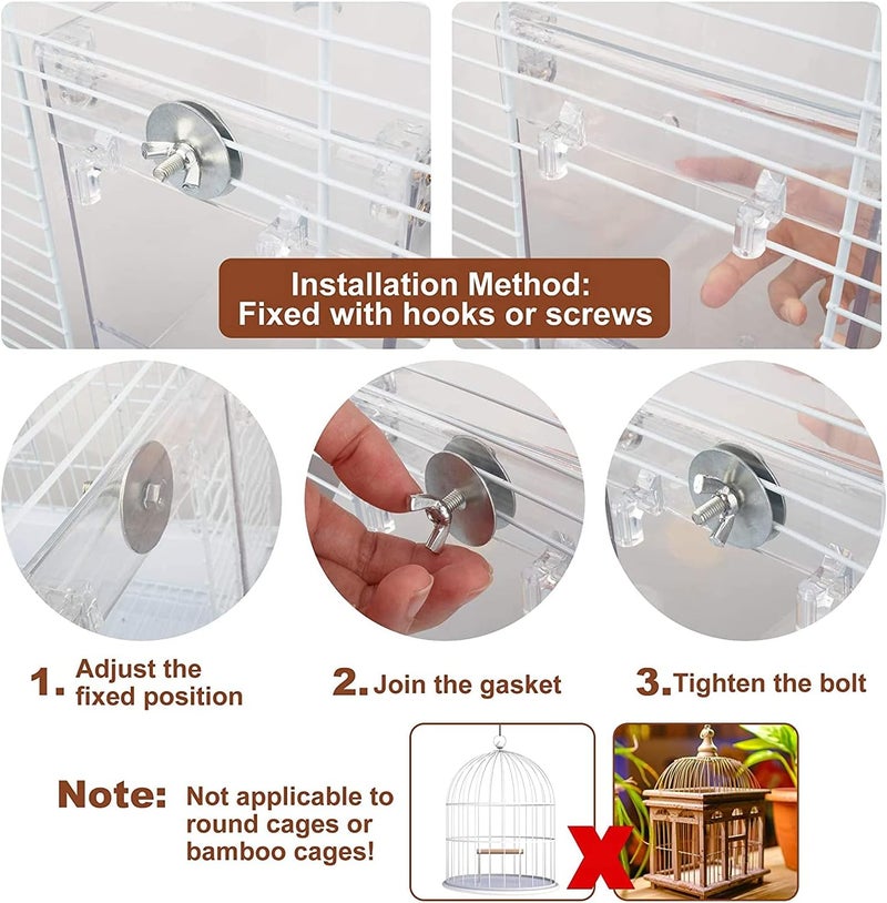 POWERFUL Bird Bathtub Hanging bird cage Bird Bath Bowl Transparent Bird Bath House big 17 * 13 * 13cm(Transparent) - Image 4