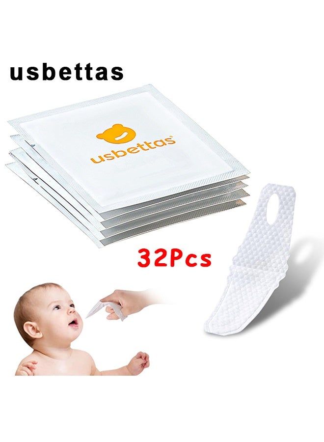 usbettas Finger Tooth Brushing Tongue Cleaner Baby Toothbrush 6 To 12 Months Finger Tooth Brushing Dry Wipes For Baby Wipes Toddles 32Pcs Infant Toothbrush Mouth Cleaner For 0-36 Month, Newborn Oral Care - Image 1