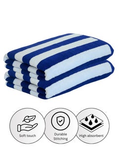 Pearl Coast International 2 Pieces Luxury Oversized Beach Towel Set Pack of 2 90x180cm Extra Large Premium Cotton 550 GSM Ultra Soft and Highly Absorbent Pool Cabana Stripe Hotel And Spa Quality Towels Blue and White Stripe  - Image 4