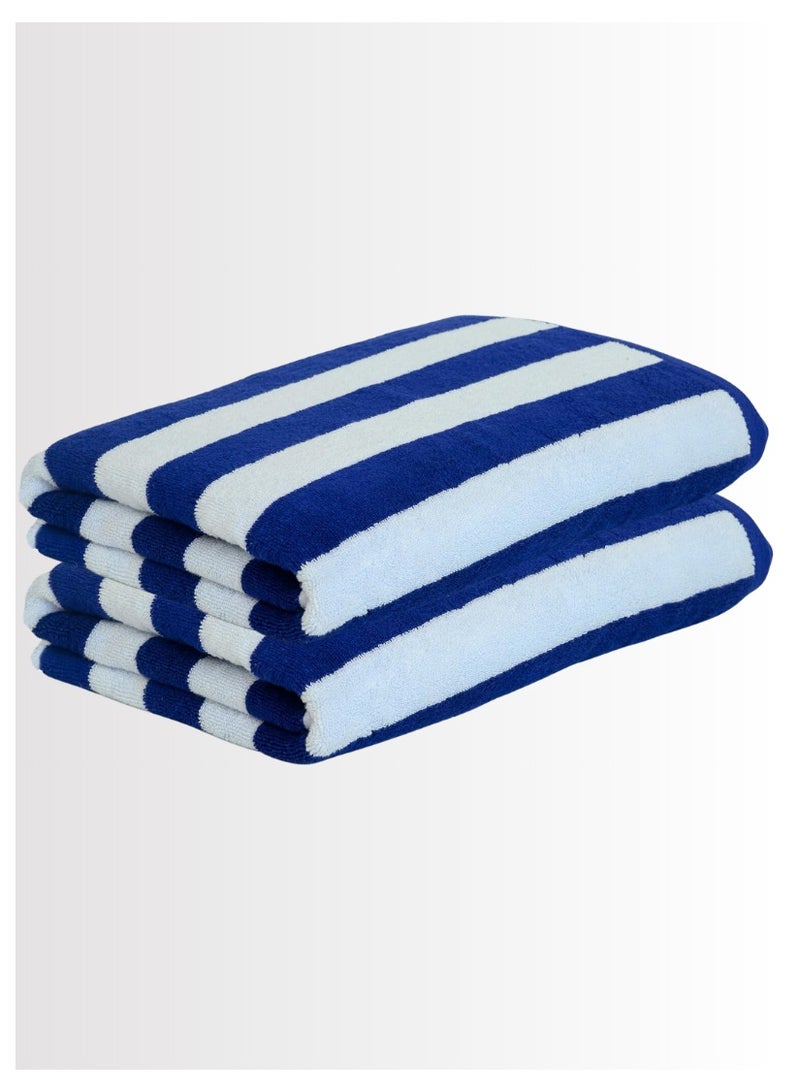 Pearl Coast International 2 Pieces Luxury Oversized Beach Towel Set Pack of 2 90x180cm Extra Large Premium Cotton 550 GSM Ultra Soft and Highly Absorbent Pool Cabana Stripe Hotel And Spa Quality Towels Blue and White Stripe - Image 1