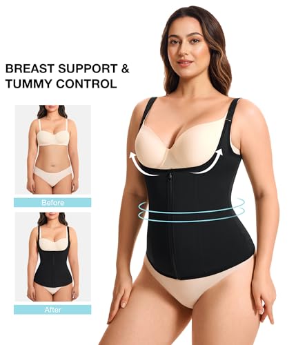 Eleady Women's Underbust Corset Waist Trainer Cincher Steel Boned Body Shaper Vest with Adjustable Straps (XL, Black) - Image 5