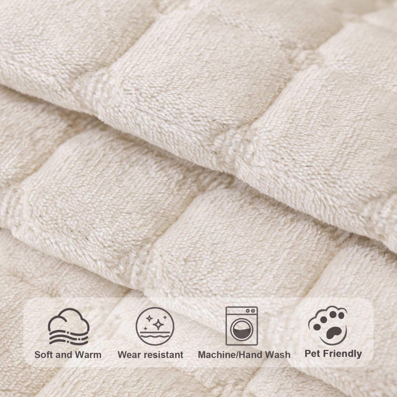 Aucrovee Velvet Washable Couch Cover for Pets Dogs, Non Slip Sectional Sofa Covers for 3 Cushion Couch Sofa L Sharped Sofa Slipcovers, Furniture Protector (1 PCS 36"x82", White) - Image 4