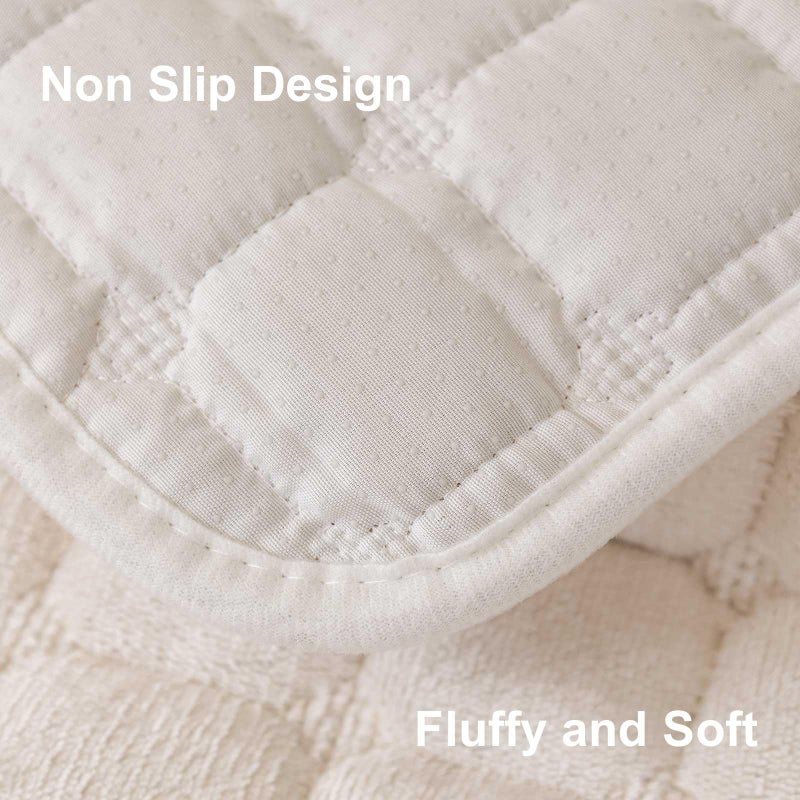 Aucrovee Velvet Washable Couch Cover for Pets Dogs, Non Slip Sectional Sofa Covers for 3 Cushion Couch Sofa L Sharped Sofa Slipcovers, Furniture Protector (1 PCS 36"x82", White) - Image 5