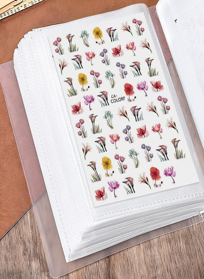 Psiriol 100 Slots Nail Art Sticker Storage Book, Empty Nail Decals Book Binder, Nails Art Decals Sticker Organizer Binder, Empty Stickers Holder for Stickers Storage - Image 1
