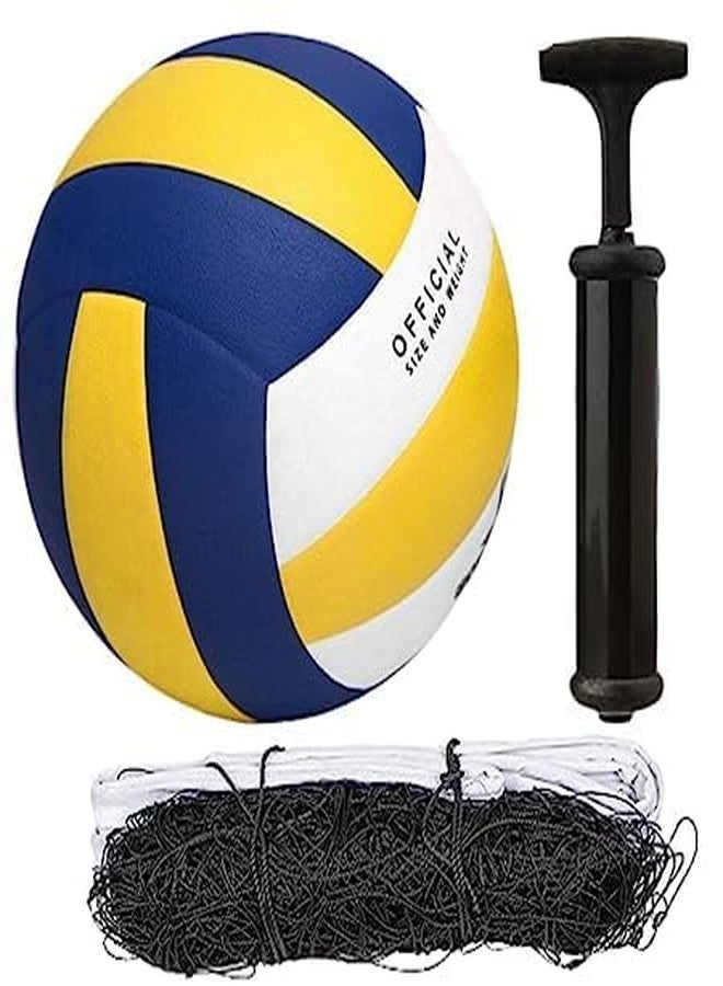 Classic Eagle New Super Quality Pvc Synthetic Rubber Volleyball, Size-4 With (1 Air Pump, 1 Needle & 1 Nylon Net) Official Size And Weight, (Set Of 1), Multicolor - Image 1