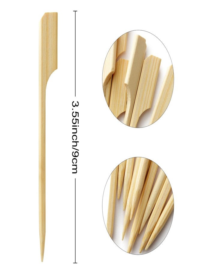 BLUETOP BLUE TOP 300Pcs Bamboo Paddle Picks, 3.5 Inch Sturdy Flat Skewers Food Appetizer Toothpicks for for Fruit, Grilling, Drink, BBQ, Barbecue, Yakitori Chicken, Fondue, Roasting,Cocktail, Marshmallow - Image 2