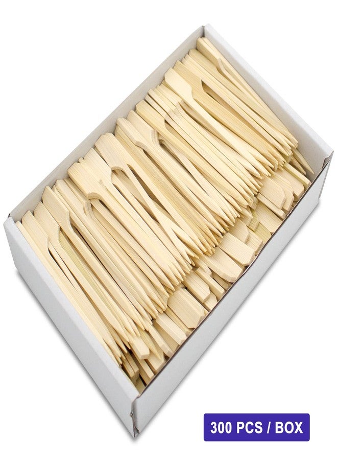 BLUETOP BLUE TOP 300Pcs Bamboo Paddle Picks, 3.5 Inch Sturdy Flat Skewers Food Appetizer Toothpicks for for Fruit, Grilling, Drink, BBQ, Barbecue, Yakitori Chicken, Fondue, Roasting,Cocktail, Marshmallow - Image 3