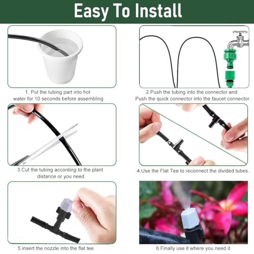 HASTHIP® Automatic Garden Watering System - Slow Drip Irrigation Kit with 10 Tee Connector - Garden Water Dripper for Plant with 10M Long Drip Irrigation Pipe Outdoor Lawn & Garden Watering Equipment - Image 4
