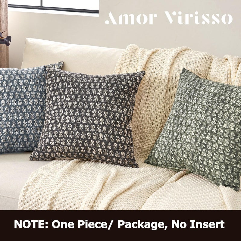 Amor Virisso Floral Pillow Covers 24x24 Couch Pillows for Living Room Decorative Throw Pillow Covers Accent Farmhouse Neutral Pillow Covers 1PC, Black - Image 4