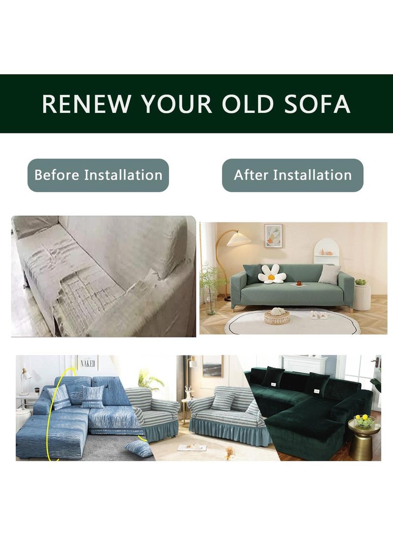 Stretch Chair Sofa Slipcover Non Slip Soft Couch Sofa Cover, Washable Furniture Protector with Non Slip Foam and Elastic Bottom for Kids, Pets Single seat - Image 5