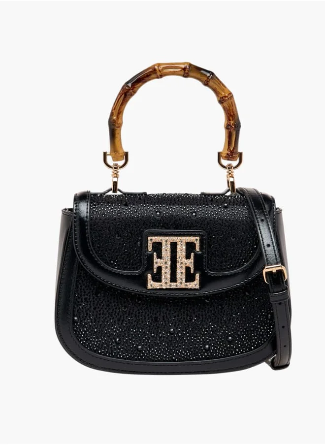 ايل Women Embellished Satchel Bag with Top Handle and Adjustable Strap