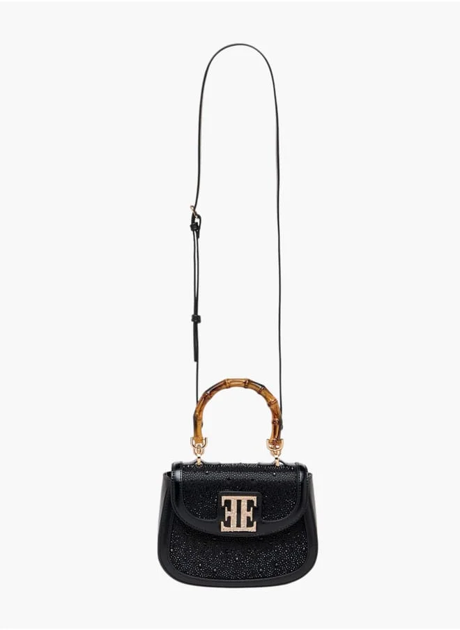 ايل Women Embellished Satchel Bag with Top Handle and Adjustable Strap
