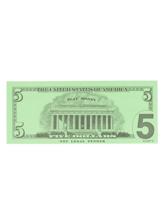 Learning Advantage - Five Dollar Play Bills - Set Of 100 $5 Paper Bills - Designed And Sized Like Real Us Currency - Teach Currency, Counting And Math With Play Money - Image 1