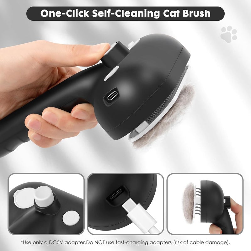 ngfhf Cat Steam Brush for Grooming and Shedding for Long and Short Hair Pets Deshedding and Hair Removal tool for Dogs & Cats Self Cleaning 4 in 1 Massaging Pet Spray Spritz Defur Comb - Image 3