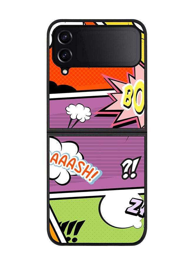 Stylizedd Rugged Black edge case for Samsung Galaxy Z Flip4 Slim fit Soft Case Flexible Rubber Edges Anti Drop TPU Gel Thin Cover - Comic Strip - Image 1