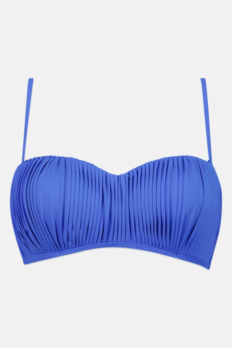 RIP CURL Women Pleated Padded Bikini Top, Blue - Image 2