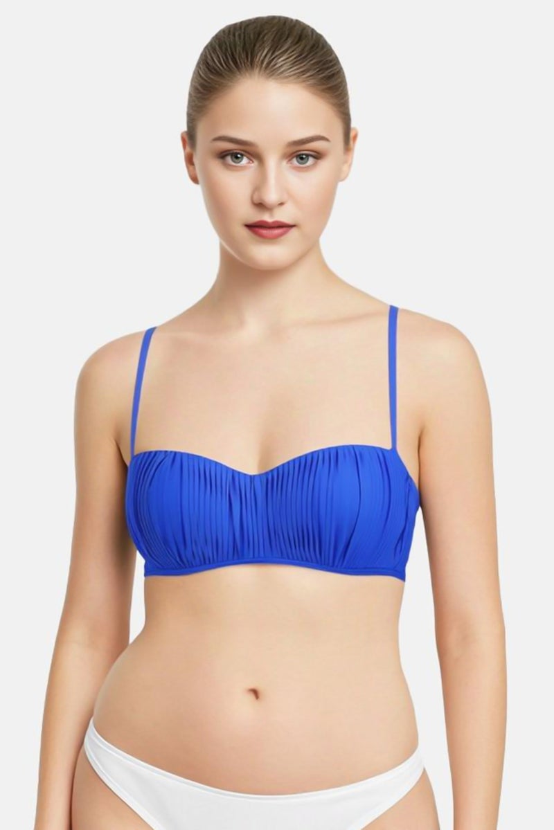 RIP CURL Women Pleated Padded Bikini Top, Blue - Image 1