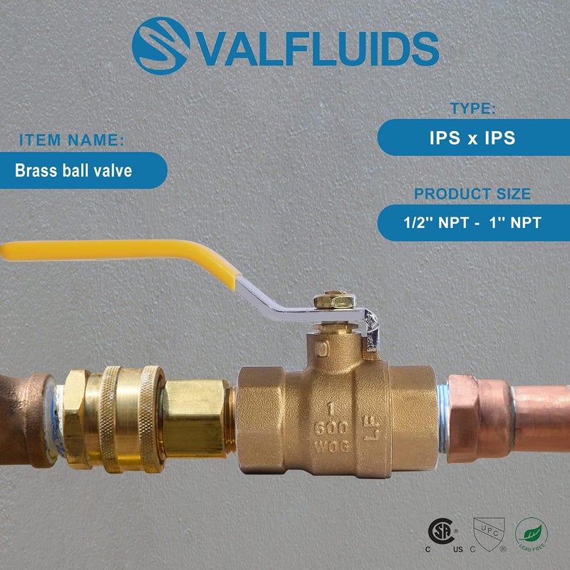 VALFLUIDS Full Port Forged LF Brass Ball Valve With Female Thread NPT Connector，150 PSI WSP / 600 PSI WOG. (1/2 Inch) - Image 5