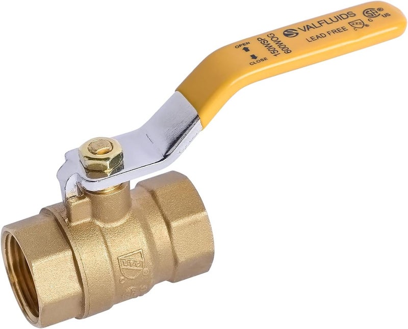 VALFLUIDS Full Port Forged LF Brass Ball Valve With Female Thread NPT Connector，150 PSI WSP / 600 PSI WOG. (1/2 Inch) - Image 1