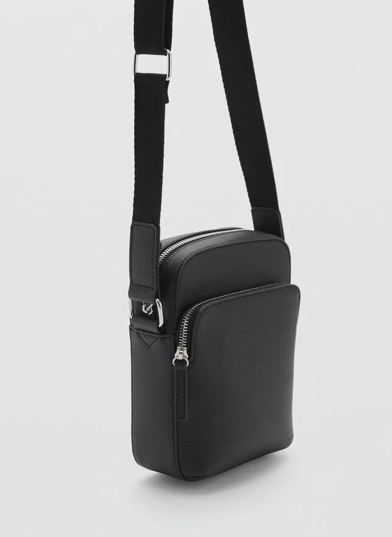 Mango Man Patent Leather Effect Shoulder Bag