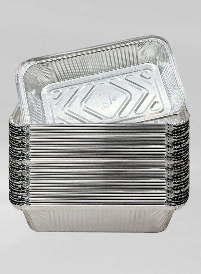 Tru Aluminum Food Containers 8389 890cc 100pcs with Lids Aluminium - Image 3