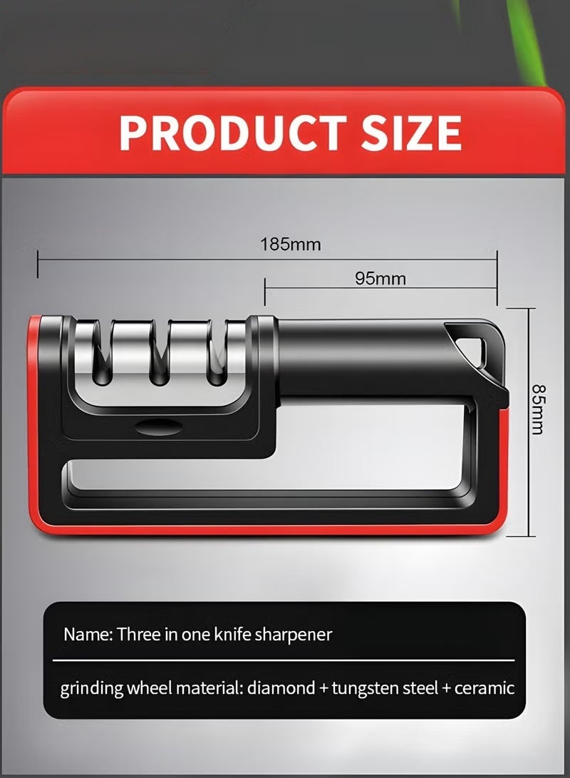 EETU Kitchen Knife Sharpener,Non-slip Base And Ergonomic Design,3-stage Detachable Knife Sharpener Helps Repair,Restore,Polish Blades And Cut-Resistant - Image 3
