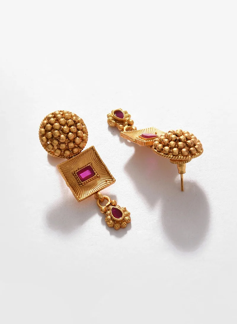SOHI Pink Artificial Stones Studded Jewellery Set