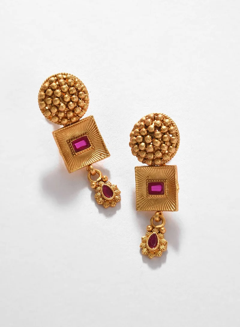 SOHI Pink Artificial Stones Studded Jewellery Set
