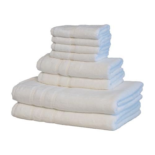 Mosobam Luxury Turkish 8pc Towel Set 30X58 16X30 13X13 White 700 GSM Bamboo Viscose & Aegean Turkish Combed Cotton - Image 1
