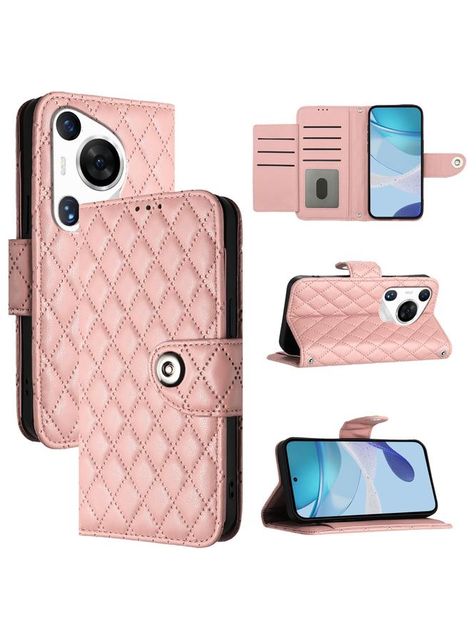 Zaboon Case For Huawei Pura 70 Pro Rhombic Texture Flip Leather Phone Case with Lanyard - Image 1