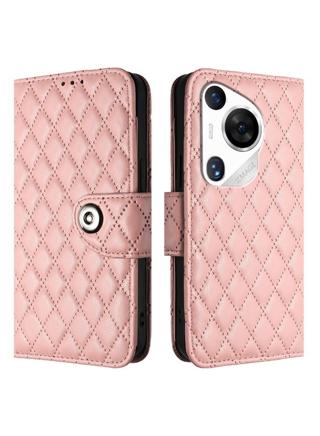 Zaboon Case For Huawei Pura 70 Pro Rhombic Texture Flip Leather Phone Case with Lanyard - Image 2