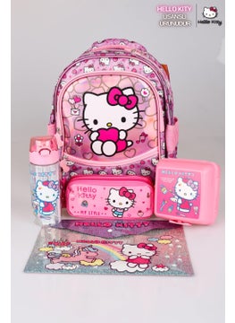 Hello Kitty New Season Licensed 's Sparkling World Special Collection School Bag and Pencil Bag Set, Water Bottle, Lunch Box, Snap File Set  - Image 2