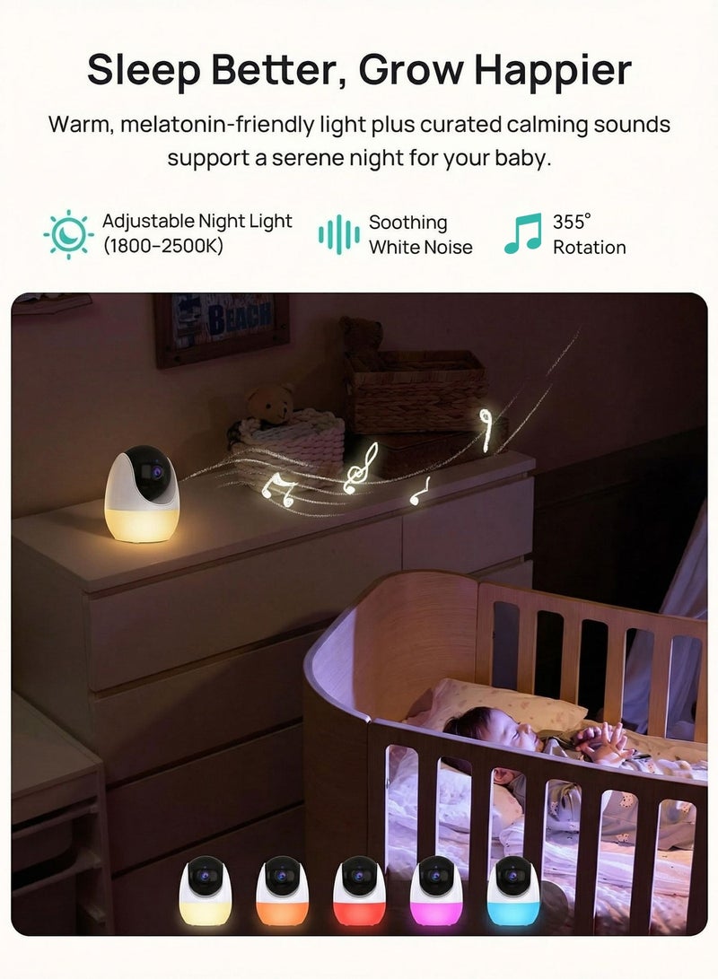 ULHYC Baby Monitor with Camera and Audio, Smart Video Baby Monitor with Night Vision, 4.3" Screen, WiFi + 2.4G, Remote PTZ, Two-Way Audio, Cry Detection, Motion Alert, APP Control, Night Light, 13-Hour Battery – Ideal Gift for Parents - Image 3