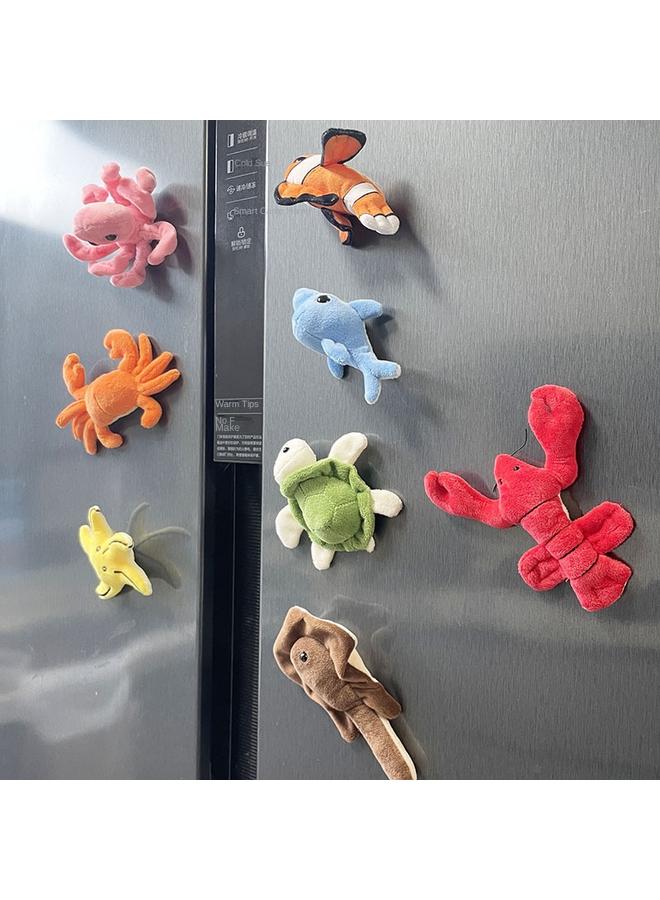 Bluejw Sea Animal Doll Refrigerator Stereo Turtle Plush Toy Cute Underwater World Magnet Clownfish Lobster - Image 3
