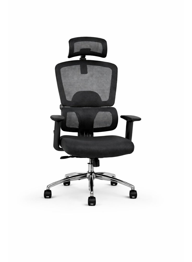 FURALUX Ergonomic Mesh Office Chair with Adjustable Headrest & Lumbar Support, 2D Adjustable Armrests, Breathable High Back Computer Desk Chair with Recline Function, Height Adjustment & Heavy-Duty Metal Base – Black - Image 1