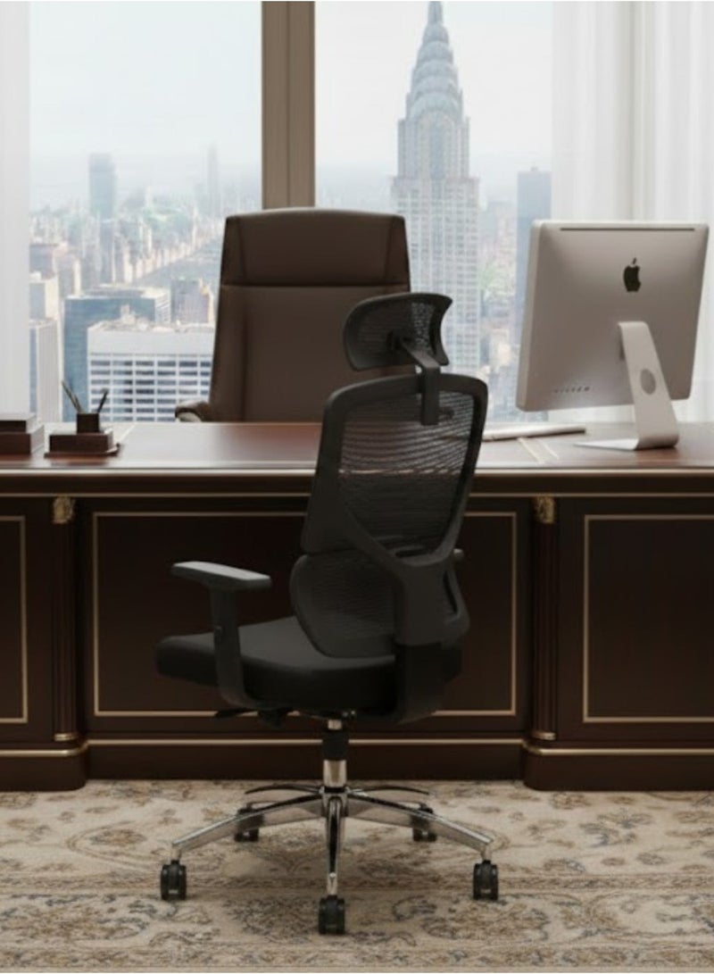 FURALUX Ergonomic Mesh Office Chair with Adjustable Headrest & Lumbar Support, 2D Adjustable Armrests, Breathable High Back Computer Desk Chair with Recline Function, Height Adjustment & Heavy-Duty Metal Base – Black - Image 3