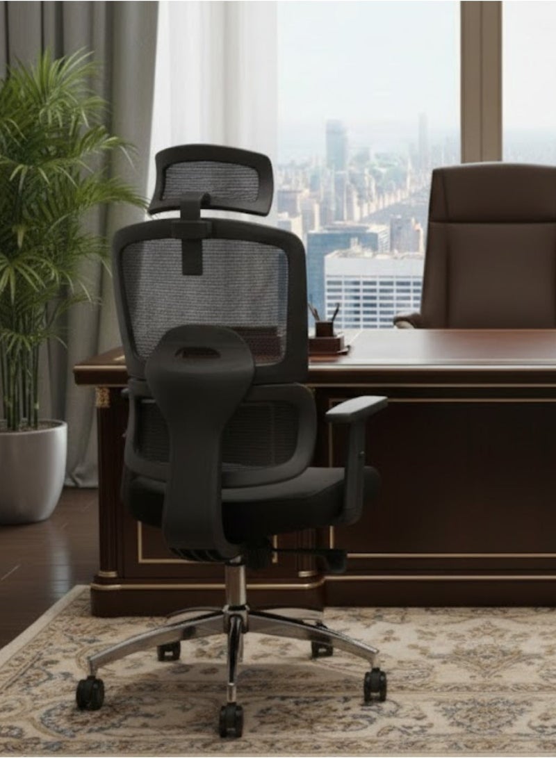 FURALUX Ergonomic Mesh Office Chair with Adjustable Headrest & Lumbar Support, 2D Adjustable Armrests, Breathable High Back Computer Desk Chair with Recline Function, Height Adjustment & Heavy-Duty Metal Base – Black - Image 4