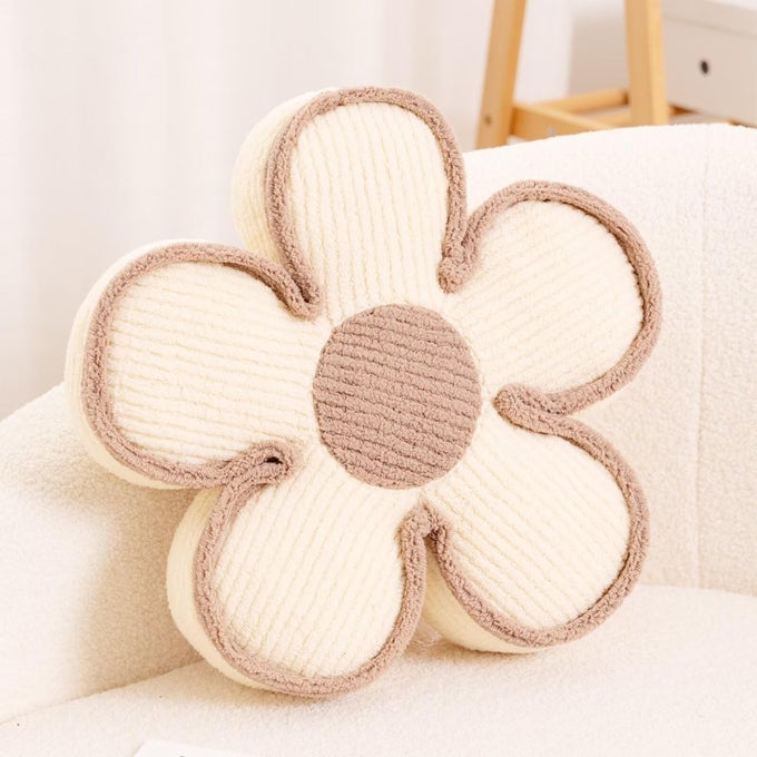 FLOWER PILLOW SOFT SHAPED FLOOR CUSHION DECORATIVE THROW PILLOW SEATING CUSHION PLUSH ROOM DECOR PILLOWS FOR SOFA COUCH BED 137 INCH IVORY
