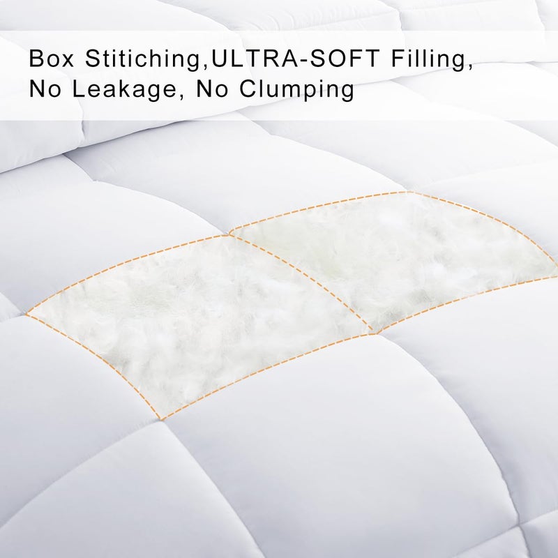 COHOME Queen Size Cooling Comforter All-Season Quilted Down Alternative Duvet Insert Luxury Hotel Reversible Winter Warm Comforter with Anti-Clump Tech & 8 Tabs - Gift for Women & Men - White 88"x88" - Image 3