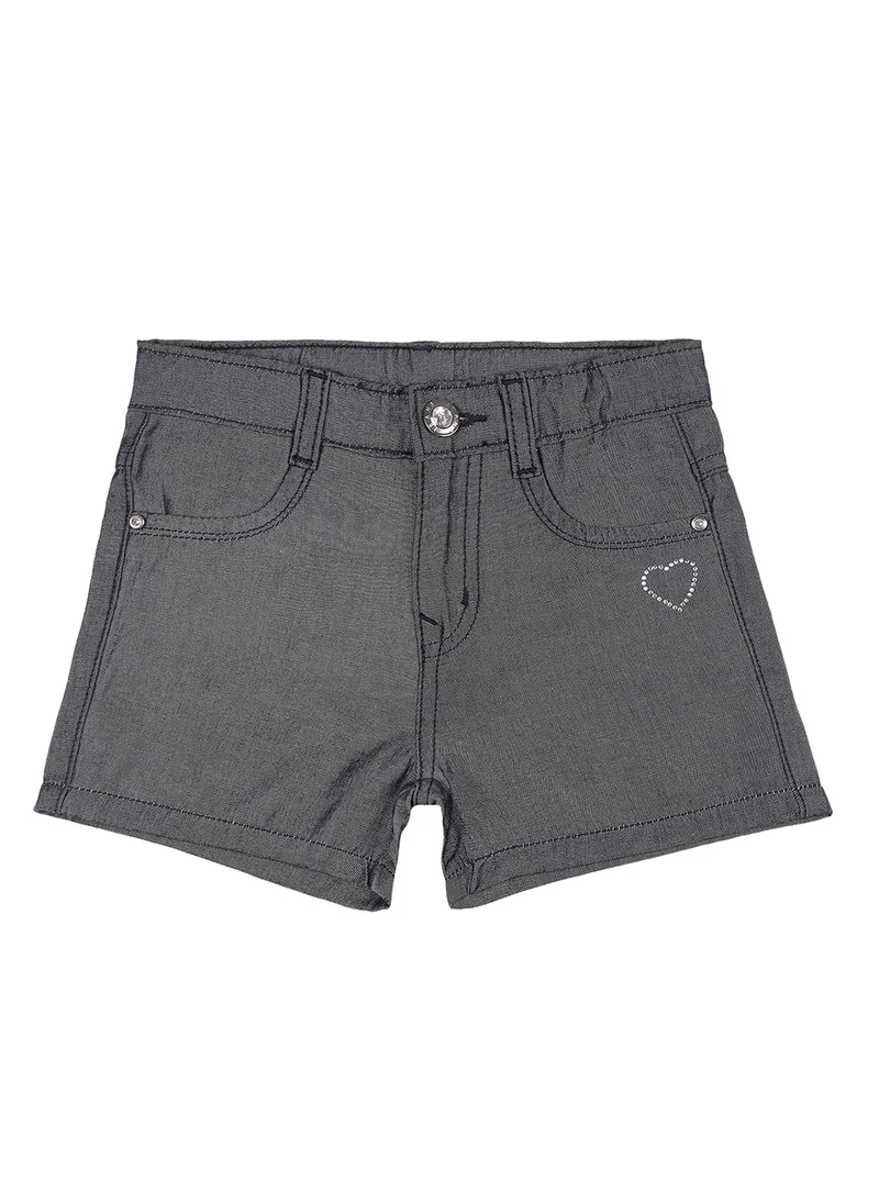 HIGH STAR Girls Grey Slim Fit Denim Shorts